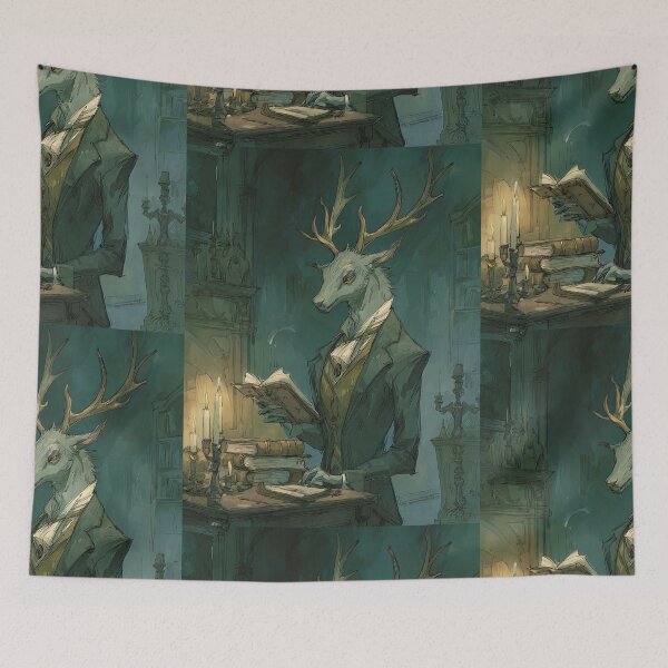 Item preview, Dark Academia Art: Deer's Poetry Recital designed and sold by bapupa.