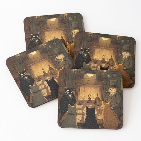 Item preview, Dark Academia Art: Secret Society of Cats designed and sold by bapupa.