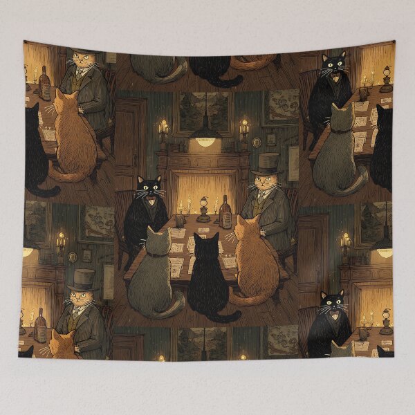 Item preview, Dark Academia Art: Secret Society of Cats designed and sold by bapupa.