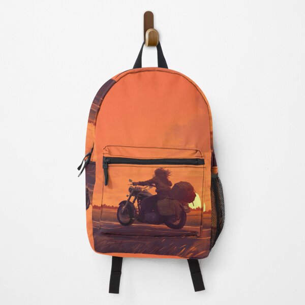 Item preview, Sunset Motorcycle Ride – Cinematic Traveler on the Open Road Minimal Aesthetic Print designed and sold by Windy-market.