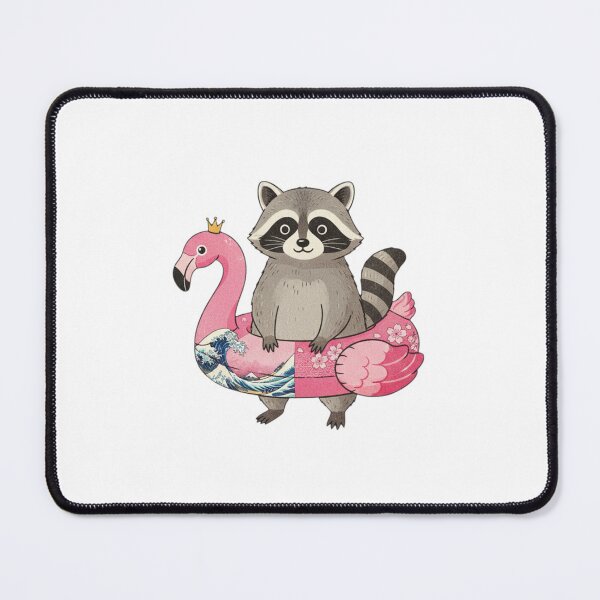 Item preview, Raccoon flamingo floatie cute kawaii summer swimming pink designed and sold by CheeseBlueprint.