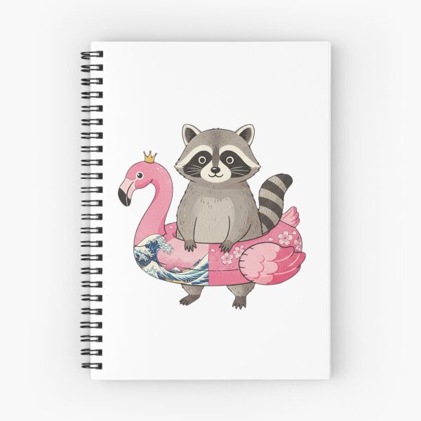 Item preview, Raccoon flamingo floatie cute kawaii summer swimming pink designed and sold by CheeseBlueprint.