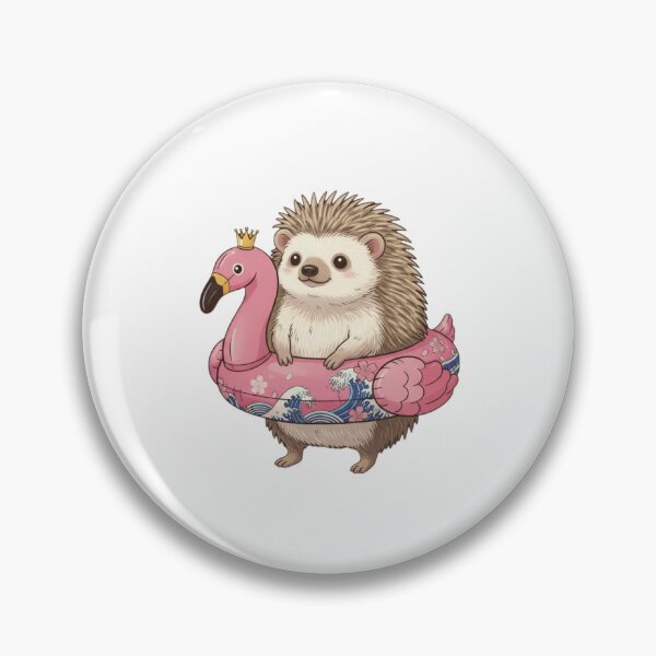 Item preview, Hedgehog flamingo floatie cute kawaii summer swimming pink designed and sold by CheeseBlueprint.
