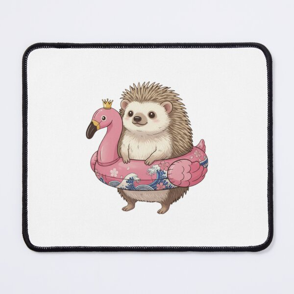 Item preview, Hedgehog flamingo floatie cute kawaii summer swimming pink designed and sold by CheeseBlueprint.