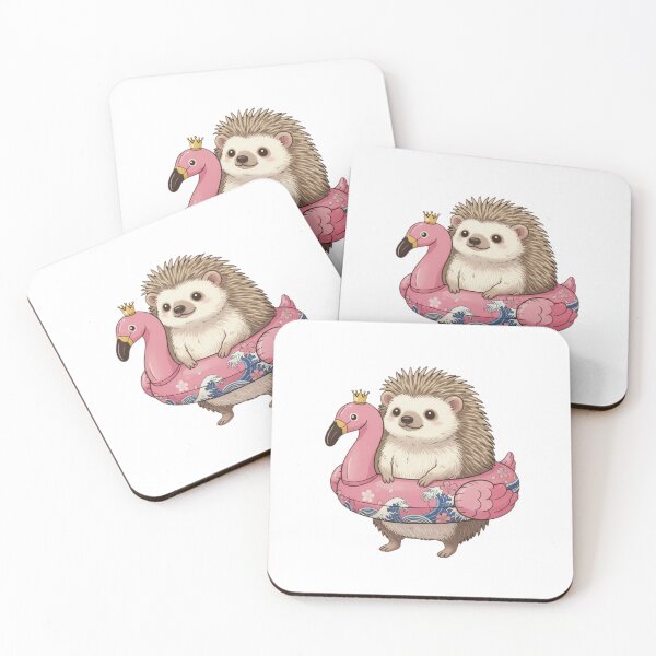 Item preview, Hedgehog flamingo floatie cute kawaii summer swimming pink designed and sold by CheeseBlueprint.