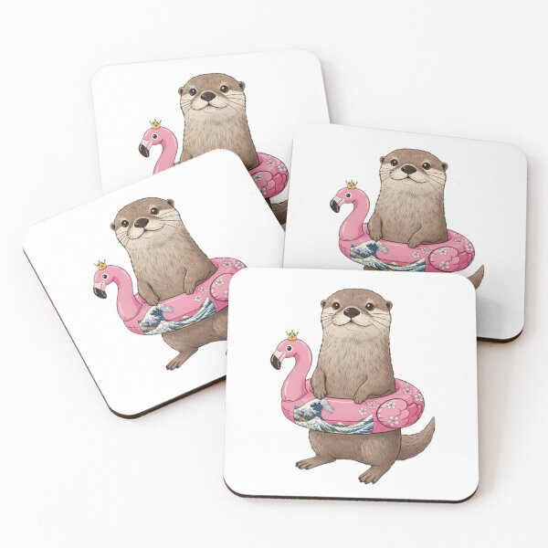 Item preview, Otter flamingo floatie cute kawaii summer swimming pink designed and sold by CheeseBlueprint.