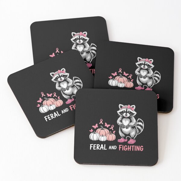 Item preview, Feral And Fighter Raccoon Breast Cancer Awareness designed and sold by AnixieArtFun.