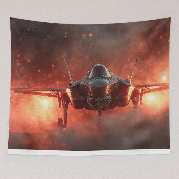 Item preview, RAF Stealth Jet During Training Sortie Against the Sunset designed and sold by Skyframe Aviation.