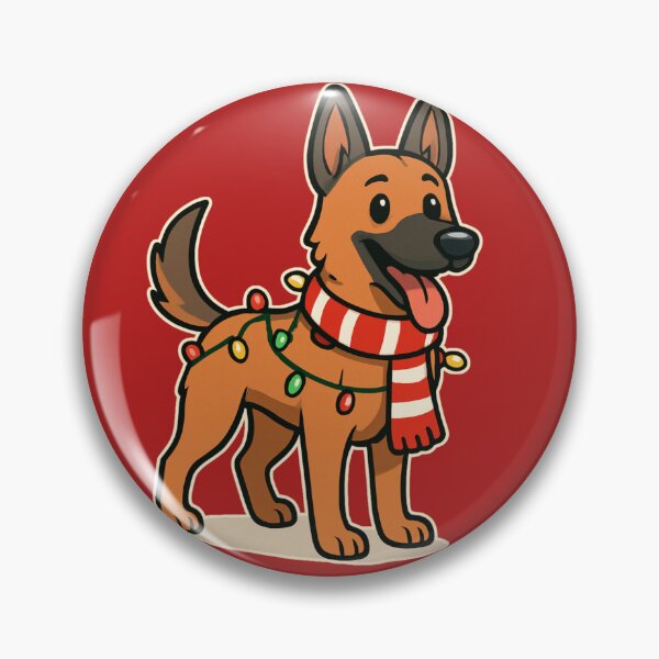 Item preview, Malinois Christmas Lights – Belgian Shepherd in Santa Hat designed and sold by GoodyPaws.