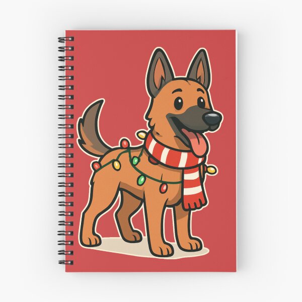 Item preview, Malinois Christmas Lights – Belgian Shepherd in Santa Hat designed and sold by GoodyPaws.