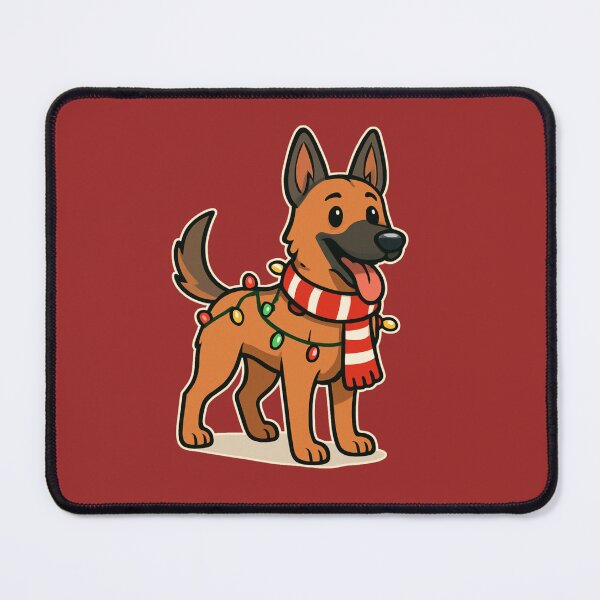 Item preview, Malinois Christmas Lights – Belgian Shepherd in Santa Hat designed and sold by GoodyPaws.