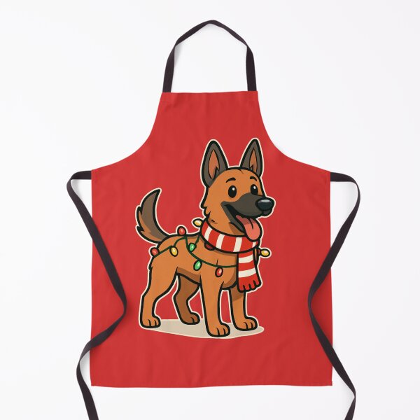 Item preview, Malinois Christmas Lights – Belgian Shepherd in Santa Hat designed and sold by GoodyPaws.