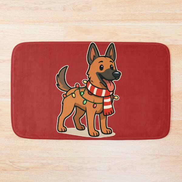 Item preview, Malinois Christmas Lights – Belgian Shepherd in Santa Hat designed and sold by GoodyPaws.