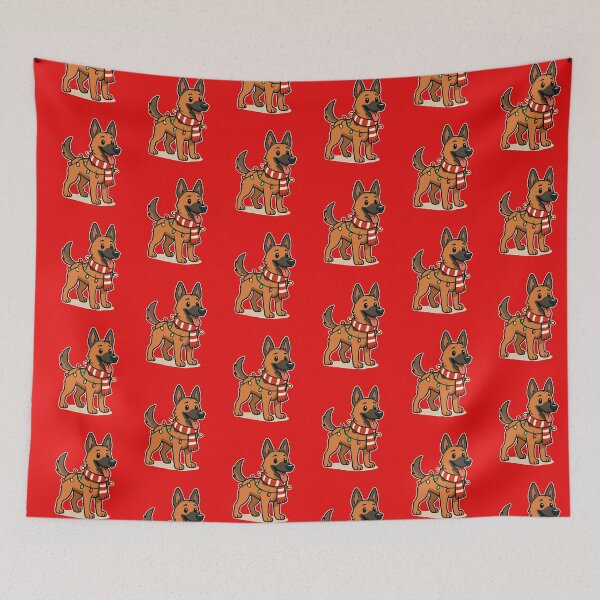 Item preview, Malinois Christmas Lights – Belgian Shepherd in Santa Hat designed and sold by GoodyPaws.