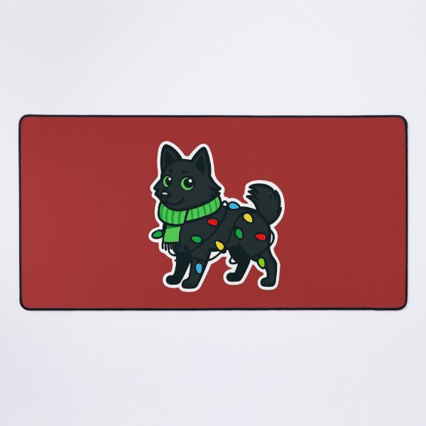 Item preview, Schipperke Christmas Lights – Cute Black Dog in Santa Hat designed and sold by GoodyPaws.