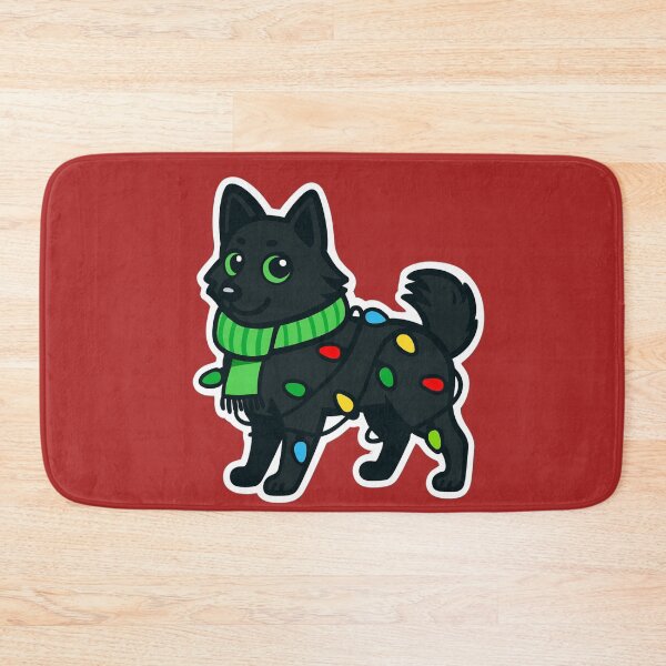 Item preview, Schipperke Christmas Lights – Cute Black Dog in Santa Hat designed and sold by GoodyPaws.