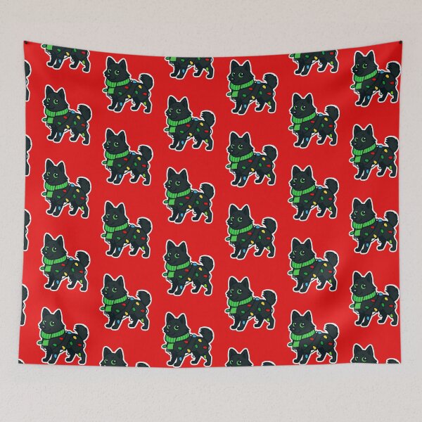 Item preview, Schipperke Christmas Lights – Cute Black Dog in Santa Hat designed and sold by GoodyPaws.