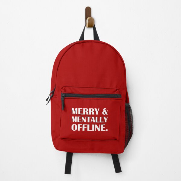 Item preview, Merry & Mentally Offline — Red Edition / Introvert Joke Funny T-Shirt Label designed and sold by introvertvibes.