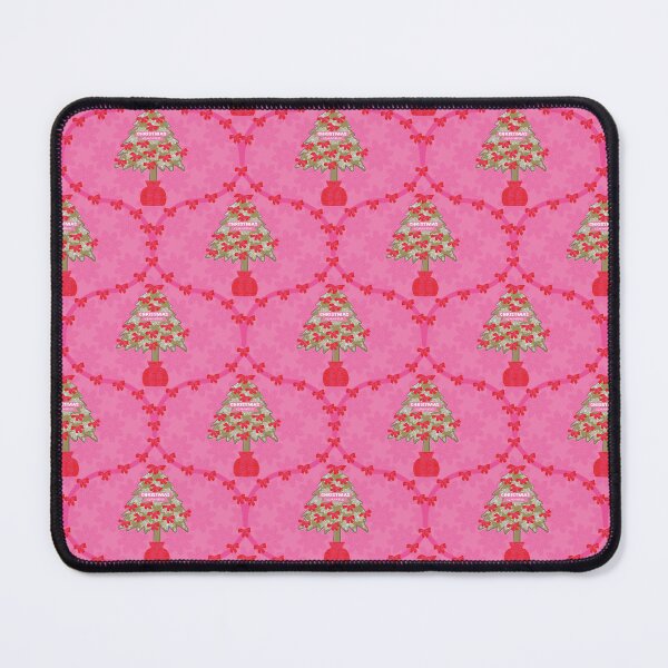 Item preview, Fun pattern of bows and Christmas tree coordinated with Christmas games in ogee pink version with bows and hot pink background designed and sold by WONDERPRINTVALLEY.