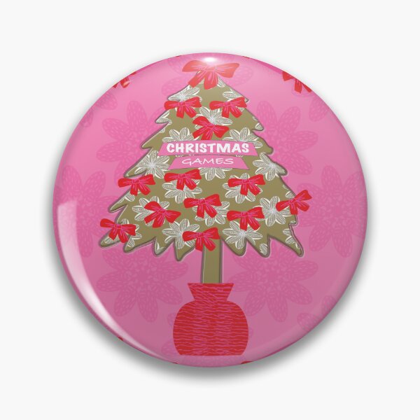 Item preview, Fun pattern of bows and Christmas tree coordinated with Christmas games in ogee pink version with bows and hot pink background designed and sold by WONDERPRINTVALLEY.