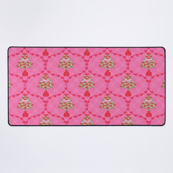 Item preview, Fun pattern of bows and Christmas tree coordinated with Christmas games in ogee pink version with bows and hot pink background designed and sold by WONDERPRINTVALLEY.