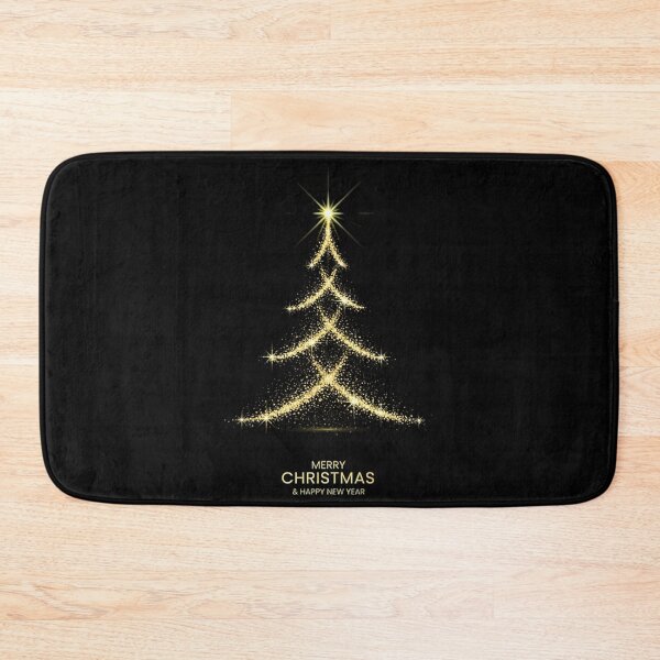 Item preview, Minimalist Golden Glitter Light Christmas Tree on Black with Festive Holiday Greeting designed and sold by PixelVibe782.