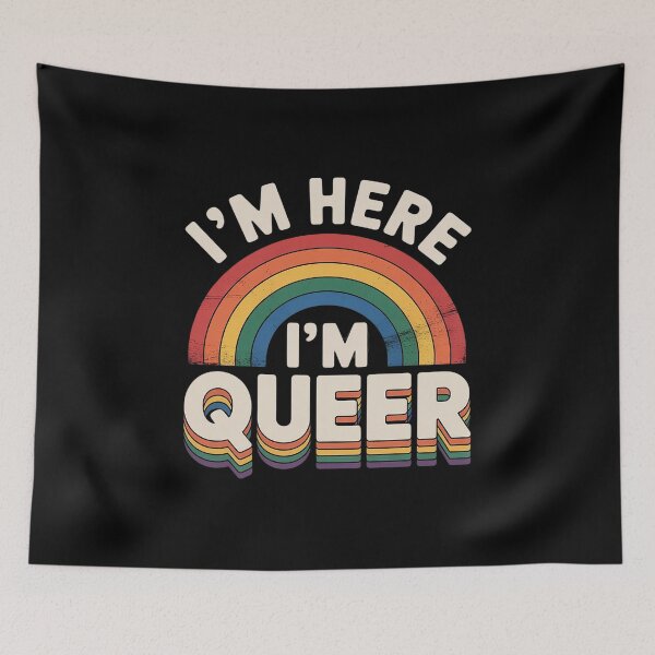 Item preview, I'm Here I'm Queer Gay Pride Month Quotes Lesbian Rainbow  designed and sold by GGrizeldaRivas.