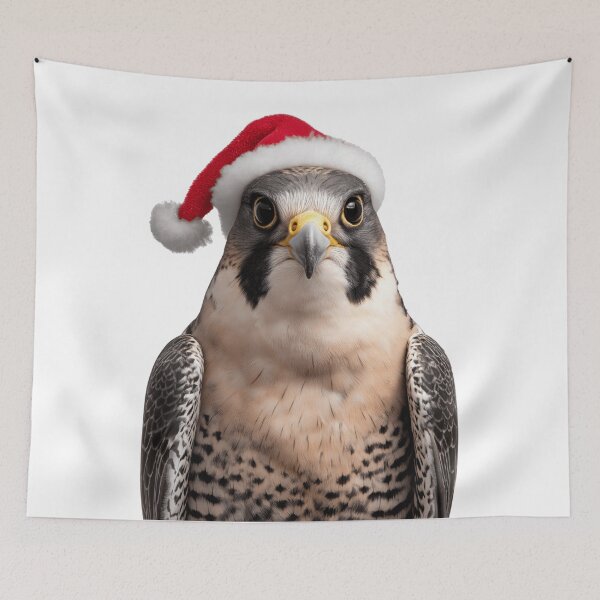 Item preview, Peregrine Falcon with Santa Hat – Swift Elegance Meets Christmas Spirit designed and sold by LazyOwlStore.