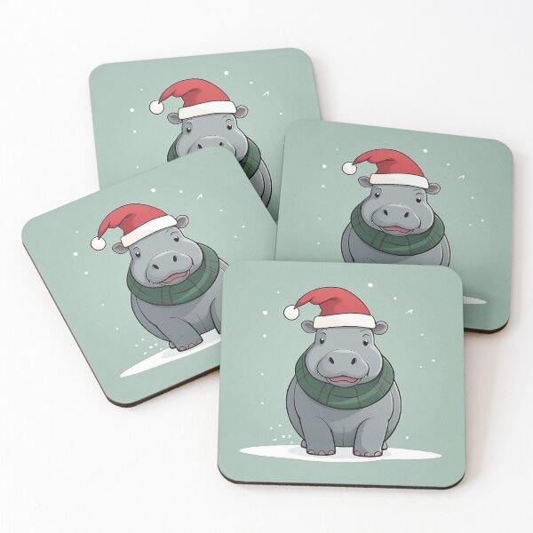 Item preview, Hippo in Santa Hat designed and sold by NeatThingLover.