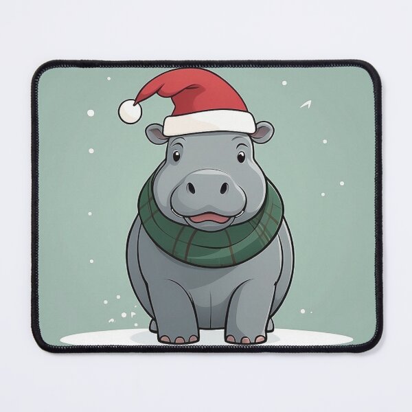 Item preview, Hippo in Santa Hat designed and sold by NeatThingLover.
