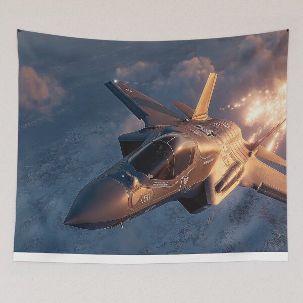 Item preview, Lightning Jet Over the Mountains Amidst the Flares designed and sold by Skyframe Aviation.