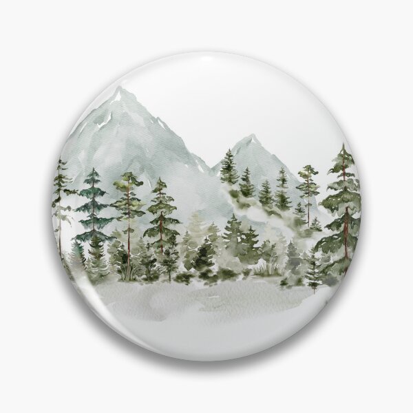 Item preview, Watercolor Pine Forest mountain Aesthetic Nature Landscape designed and sold by Nature Hues.
