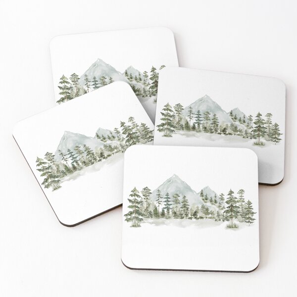 Item preview, Watercolor Pine Forest mountain Aesthetic Nature Landscape designed and sold by Nature Hues.