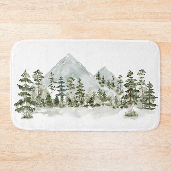 Item preview, Watercolor Pine Forest mountain Aesthetic Nature Landscape designed and sold by Nature Hues.