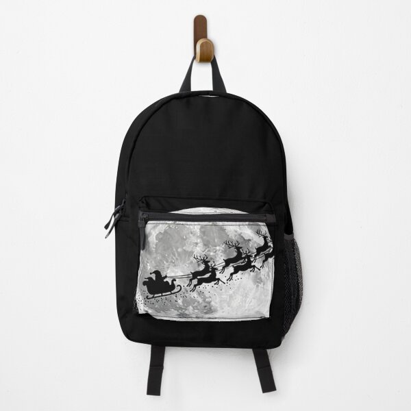 Item preview, Minimalist Full Moon Santa Sleigh Silhouette on Black Background designed and sold by PixelVibe782.