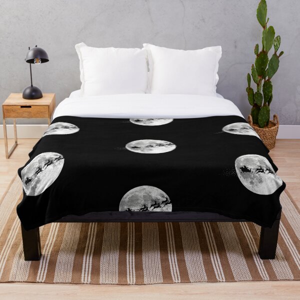 Item preview, Minimalist Full Moon Santa Sleigh Silhouette on Black Background designed and sold by PixelVibe782.