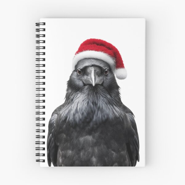 Item preview, Christmas Raven with Santa Hat – Dark Majesty Meets Holiday Mischief designed and sold by LazyOwlStore.