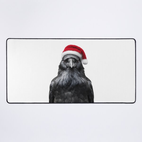 Item preview, Christmas Raven with Santa Hat – Dark Majesty Meets Holiday Mischief designed and sold by LazyOwlStore.