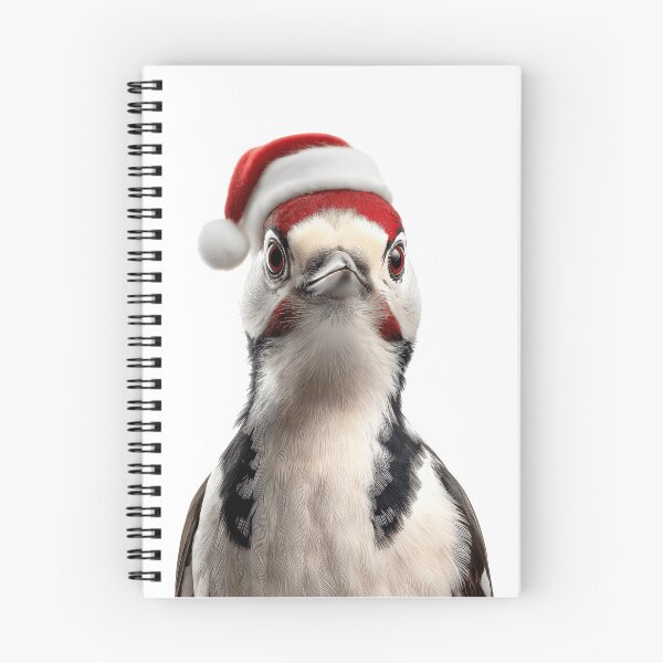 Item preview, Christmas Woodpecker with Santa Hat – Festive Forest Drummer designed and sold by LazyOwlStore.