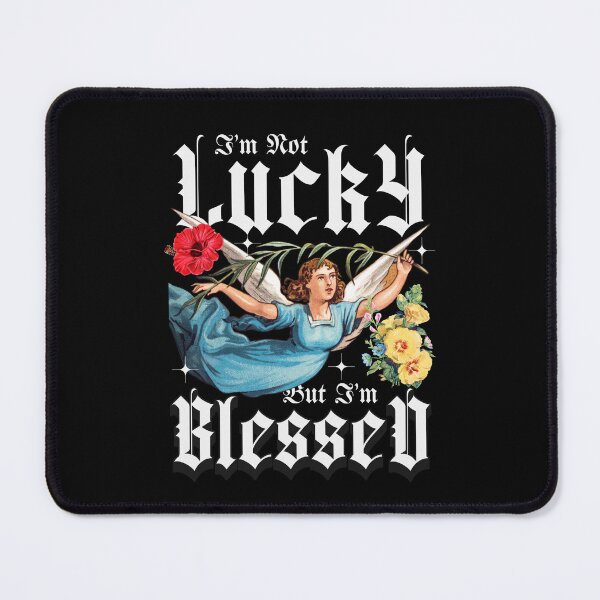 Item preview, I’m Not Lucky But I’m Blessed | Vintage Angel Floral Faith Design designed and sold by pixorygraphix.