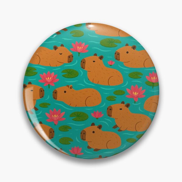 Item preview, Capybaras and Water Lilies - Seamless Aesthetic Pattern Design designed and sold by Candie_Loudenfrau_Art.