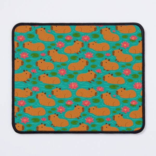 Item preview, Capybaras and Water Lilies - Seamless Aesthetic Pattern Design designed and sold by Candie_Loudenfrau_Art.