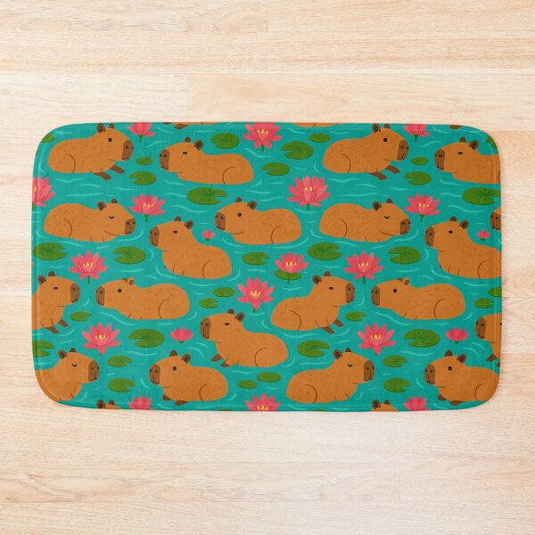 Item preview, Capybaras and Water Lilies - Seamless Aesthetic Pattern Design designed and sold by Candie_Loudenfrau_Art.