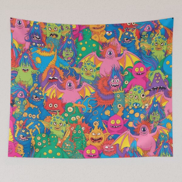 Item preview, a herd of multicolored crazy monsters designed and sold by StyleAndVibe.