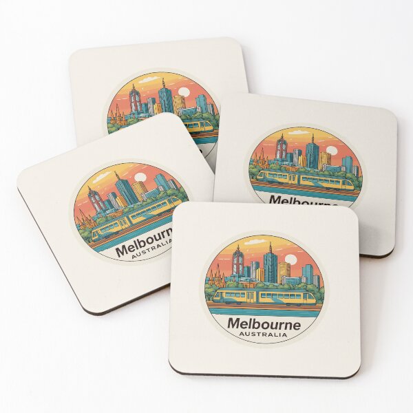 Item preview, Melbourne Australia Vintage Travel Sticker Retro Tram & Skyline Design designed and sold by Blurbean.