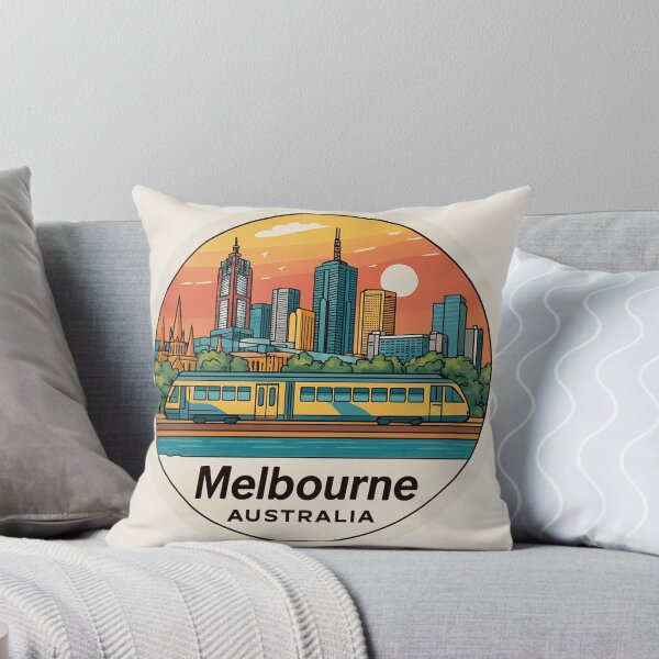 Item preview, Melbourne Australia Vintage Travel Sticker Retro Tram & Skyline Design designed and sold by Blurbean.