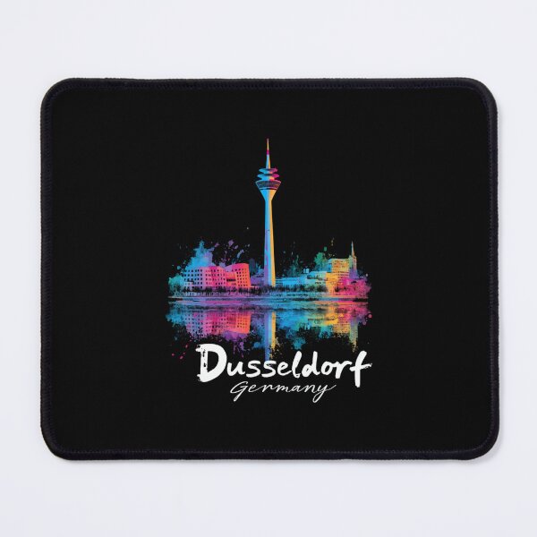 Item preview, Düsseldorf Germany Vintage Travel Sticker Retro Skyline & Rhine Tower Design designed and sold by Blurbean.