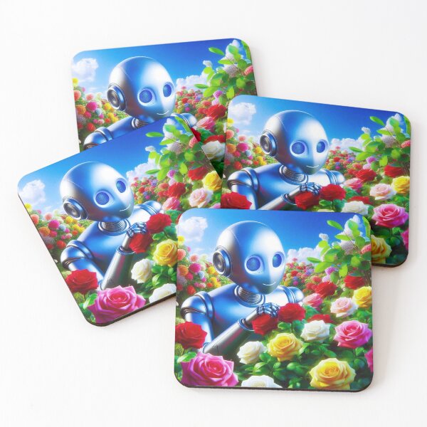 Item preview, Colorful roses and cute robot designed and sold by Dogandesighn.