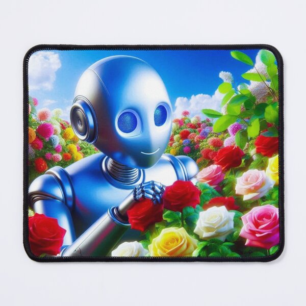 Item preview, Colorful roses and cute robot designed and sold by Dogandesighn.
