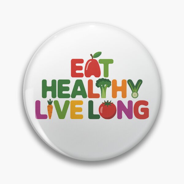 Item preview, a banner about healthy eating "eat healthy, live long" with fruits and vegetables designed and sold by StyleAndVibe.